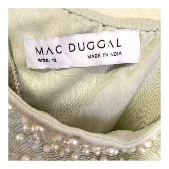 Mac Duggal Pearl Maxi Evening Dress Embellished One Shoulder Gown Size 12 NWT - Picture 10 of 11